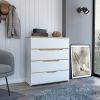 Drawer Dresser 35"H, Four Drawers, Superior Top, White / Light Oak