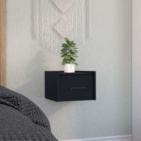 Boa Floating Nightstand , End Table, Side Table Wall-Mounted Single Drawer Design with Handle- Black - Bedroom