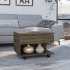 Luanda Lift Top Coffee Table, Casters, One Shelf -Dark Brown