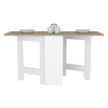 Gateleg Folding Table Space-Saving with Compact Design, White / Macadamia - Living Room