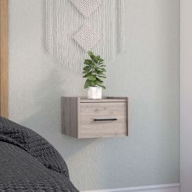 Boa Floating Nightstand , End Table, Side Table Wall-Mounted Single Drawer Design with Handle- Light Grey - Bedroom