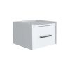 Boa Floating Nightstand , End Table, Side Table Wall-Mounted Single Drawer Design with Handle- White - Bedroom