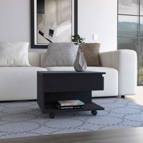 Luanda Lift Top Coffee Table, Casters, One Shelf -Black