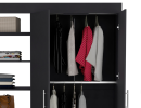 Kenya 3 Drawers Armoire, Double Door, 3-Tier Shelf -Black