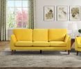 Modern Contemporary Living Room 1pc Sofa Yellow Velvet Upholstery Dark Brown Legs Solid Wood Furniture