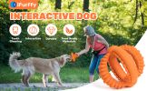 Interactive Dog Toys Detachable Dog Tug of War Toy with 2 Rings Natural Rubber Dog Chew Toys Suitable for Large Dogs for Teeth Cleaning, orange