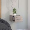 Boa Floating Nightstand , End Table, Side Table Wall-Mounted Single Drawer Design with Handle- Light Grey - Bedroom