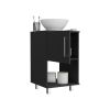 Gouda 18" Single Bathroom Vanity, One Open Shelf, Single Door Cabinet -Black