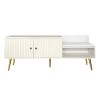 TREXM Modern Shoe Storage Bench with Hidden Storage and Upholstered Cushions for Bedside, Living Room and Entryway ((Antique White)