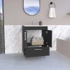 Velloc Single Bathroom Vanity, Double Door Cabinet, One Drawer -Black