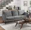 Modern Contemporary Living Room 1pc Sofa Gray Velvet Upholstery Dark Brown Legs Solid Wood Furniture