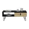 Huna Coffee Table with Hairpin Legs and Ample Storage Drawer