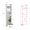 Urano Mirror Linen Cabinet, Four Interior Shelves, Five External Shelves -White