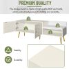 TREXM Modern Shoe Storage Bench with Hidden Storage and Upholstered Cushions for Bedside, Living Room and Entryway ((Antique White)