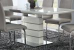 Contemporary Style Dining Table 1pc with Self-Storing Extension Leaf Bright High Gloss White and Gray-Taupe Finish