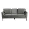 Modern Contemporary Living Room 1pc Sofa Gray Velvet Upholstery Dark Brown Legs Solid Wood Furniture