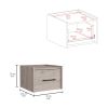 Boa Floating Nightstand , End Table, Side Table Wall-Mounted Single Drawer Design with Handle- Light Grey - Bedroom