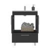 Velloc Single Bathroom Vanity, Double Door Cabinet, One Drawer -Black