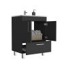 Velloc Single Bathroom Vanity, Double Door Cabinet, One Drawer -Black