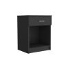 Eco Nightstand , End Table, Side Table Superior Top, One Drawer, Lower Shelf -Black