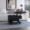 Luanda Lift Top Coffee Table, Casters, One Shelf -Black