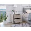 Kaia Nightstand , End Table, Side Table Two Drawers, Metal Handle -Light Gray