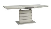 Contemporary Style Dining Table 1pc with Self-Storing Extension Leaf Bright High Gloss White and Gray-Taupe Finish