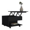 Luanda Lift Top Coffee Table, Casters, One Shelf -Black