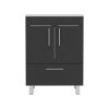 Velloc Single Bathroom Vanity, Double Door Cabinet, One Drawer -Black