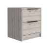 Kaia Nightstand , End Table, Side Table Two Drawers, Metal Handle -Light Gray