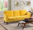 Modern Contemporary Living Room 1pc Sofa Yellow Velvet Upholstery Dark Brown Legs Solid Wood Furniture