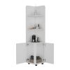 Malibu Freestanding Linen Cabinet, 2-Doors, Open Shelves -White