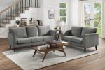 Modern Contemporary Living Room 1pc Sofa Gray Velvet Upholstery Dark Brown Legs Solid Wood Furniture