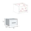 Boa Floating Nightstand , End Table, Side Table Wall-Mounted Single Drawer Design with Handle- White - Bedroom