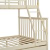 Twin Over Full Bunk Bed with Storage Drawers, Wooden Bunk Bed with Ladder and Safety Guard Rails –Cream