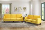 Modern Contemporary Living Room 1pc Sofa Yellow Velvet Upholstery Dark Brown Legs Solid Wood Furniture