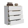 Drawer Dresser 35"H, Four Drawers, Superior Top, White / Light Oak