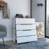 Drawer Dresser 35"H, Four Drawers, Superior Top, White / Light Oak