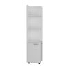 Malibu Freestanding Linen Cabinet, 2-Doors, Open Shelves -White