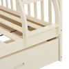 Twin Over Full Bunk Bed with Storage Drawers, Wooden Bunk Bed with Ladder and Safety Guard Rails –Cream