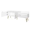 TREXM Modern Shoe Storage Bench with Hidden Storage and Upholstered Cushions for Bedside, Living Room and Entryway (White)