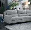 Contemporary Living Room Gray 2-Piece Sectional with Right Chaise Rounded End Plush Back Chrome Finished Legs Luxury Look Solid Wood Furniture