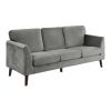 Modern Contemporary Living Room 1pc Sofa Gray Velvet Upholstery Dark Brown Legs Solid Wood Furniture