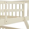 Twin Over Full Bunk Bed with Storage Drawers, Wooden Bunk Bed with Ladder and Safety Guard Rails –Cream