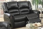 Plush Relax 1pc Manual Motion Loveseat Black Color Bonded Leather 2-Seat Couch Armrest Cushion Seating Living Room Furniture