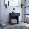 Eco Nightstand , End Table, Side Table Superior Top, One Drawer, Lower Shelf -Black