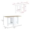 Gateleg Folding Table Space-Saving with Compact Design, White / Macadamia - Living Room