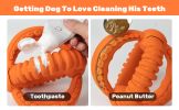 Interactive Dog Toys Detachable Dog Tug of War Toy with 2 Rings Natural Rubber Dog Chew Toys Suitable for Large Dogs for Teeth Cleaning, orange