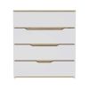 Drawer Dresser 35"H, Four Drawers, Superior Top, White / Light Oak