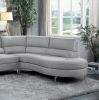 Contemporary Living Room Gray 2-Piece Sectional with Right Chaise Rounded End Plush Back Chrome Finished Legs Luxury Look Solid Wood Furniture